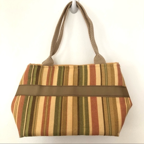 Muted Tan and Green Striped Mini Purse - Picture 1 of 4